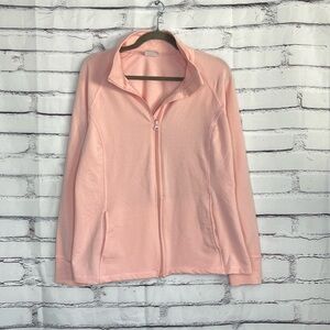 Emily B Light Blush Pink Full Zip Cotton Track Jacket Women’s XL Stand Collar